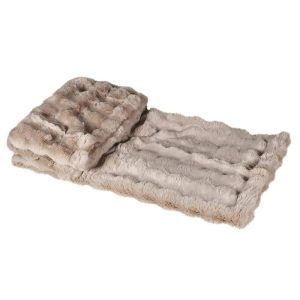 Beige Faux Fur Throw